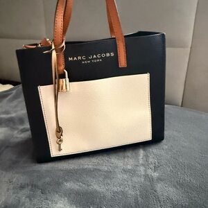 Marc Jacobs Black and White Tote with Brown Handles